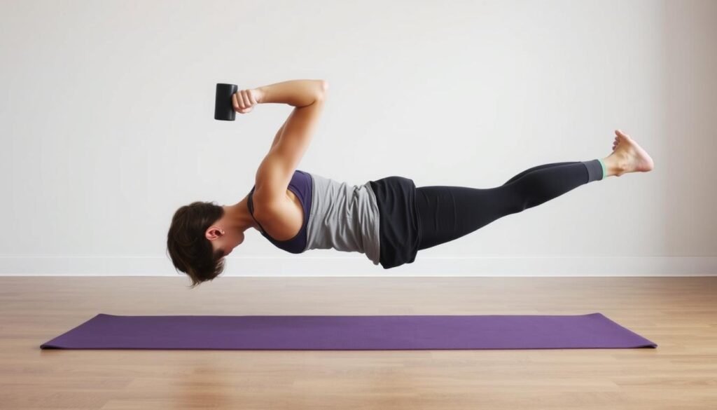 Latihan renegade row untuk kombinasi core dan punggung